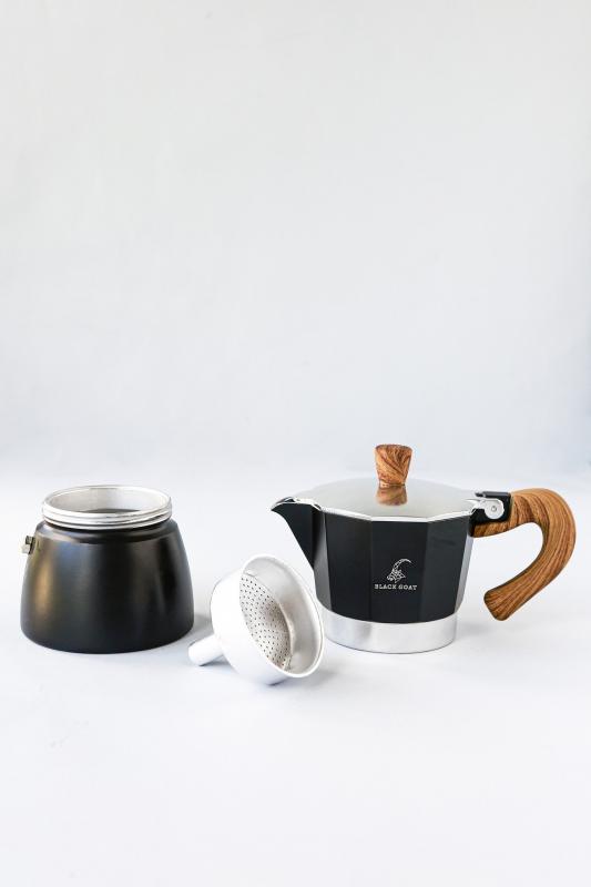 Black Goat 3 Cup Moka Pot - Siyah